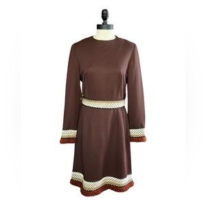 FRED ROTHSCHILD Vintage Brown Long Sleeve Dress